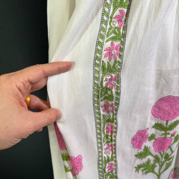 Juliet Dunn Size M? Tie-Shoulder Poppy Dress Button-Front Lined Pockets Cotton - Picture 10 of 16